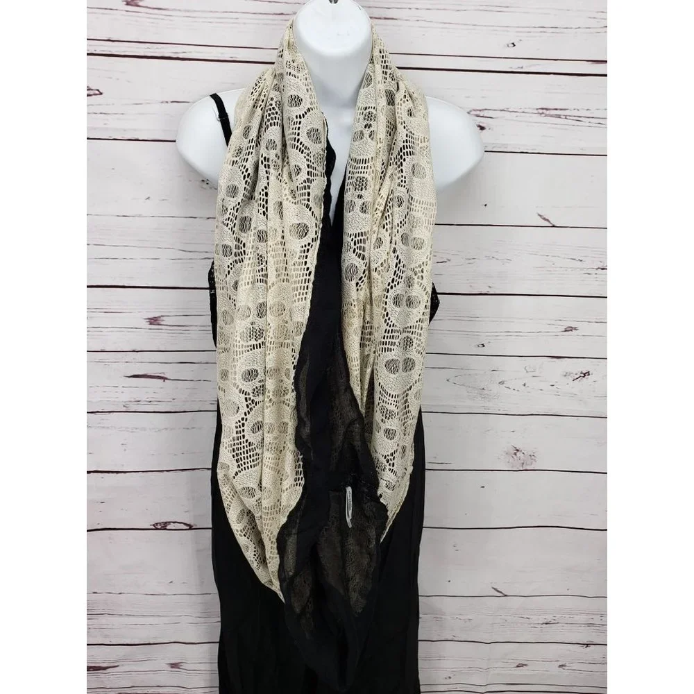 Charlotte Russe Skull Black cream lace infinity‎ scarf